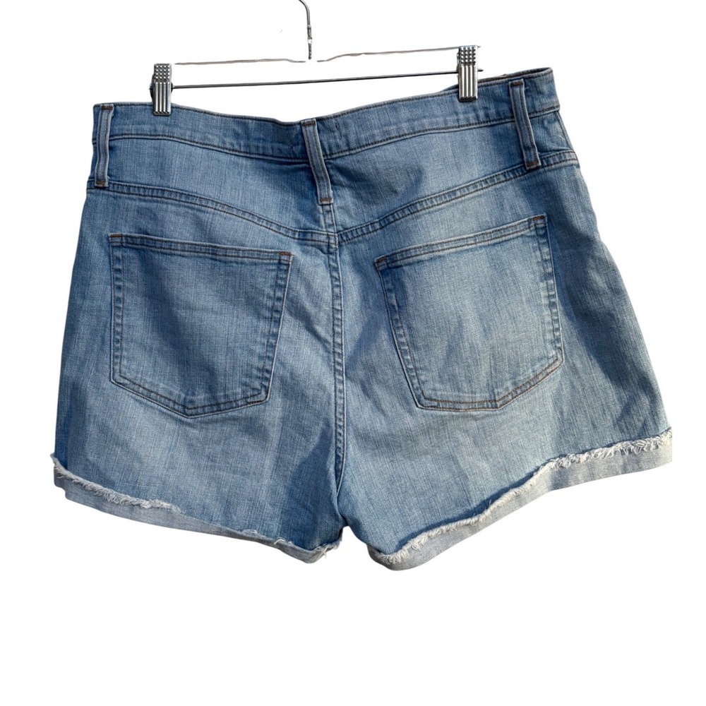 J.Crew Jeans High Rise Denim Shorts Light Wash Button Fly Frayed Hem Size 32 - Picture 2 of 6